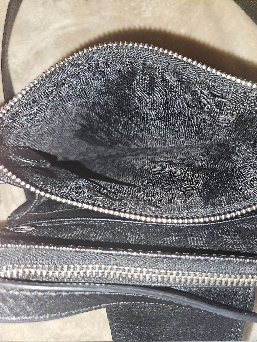 Small Michael Kors Black Leather Crossbody with Silver Logo Accent - Picture 5 of 16